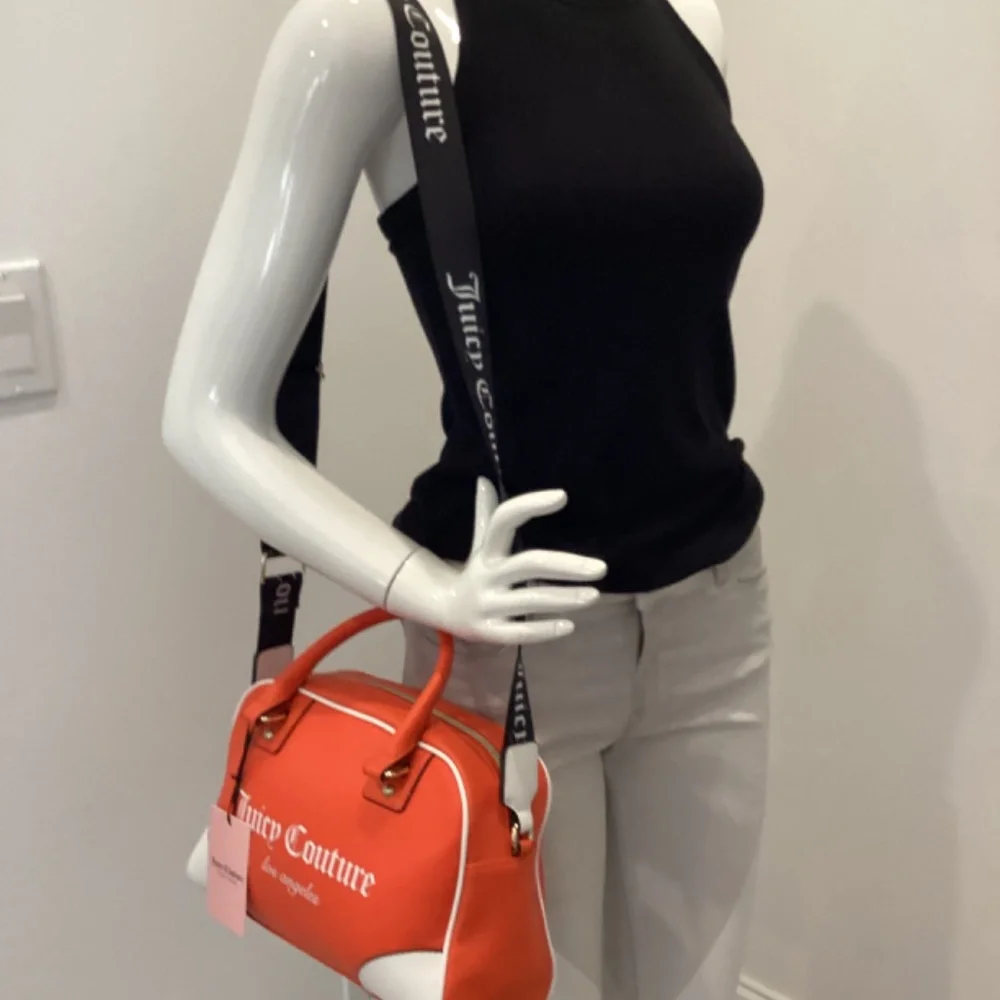 REDUCED Juicy Couture Fashionista Sports Bowler Satchel Crossbody Orange & White